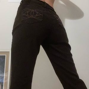 Brown Straight Leg Bedazzled Jeans!